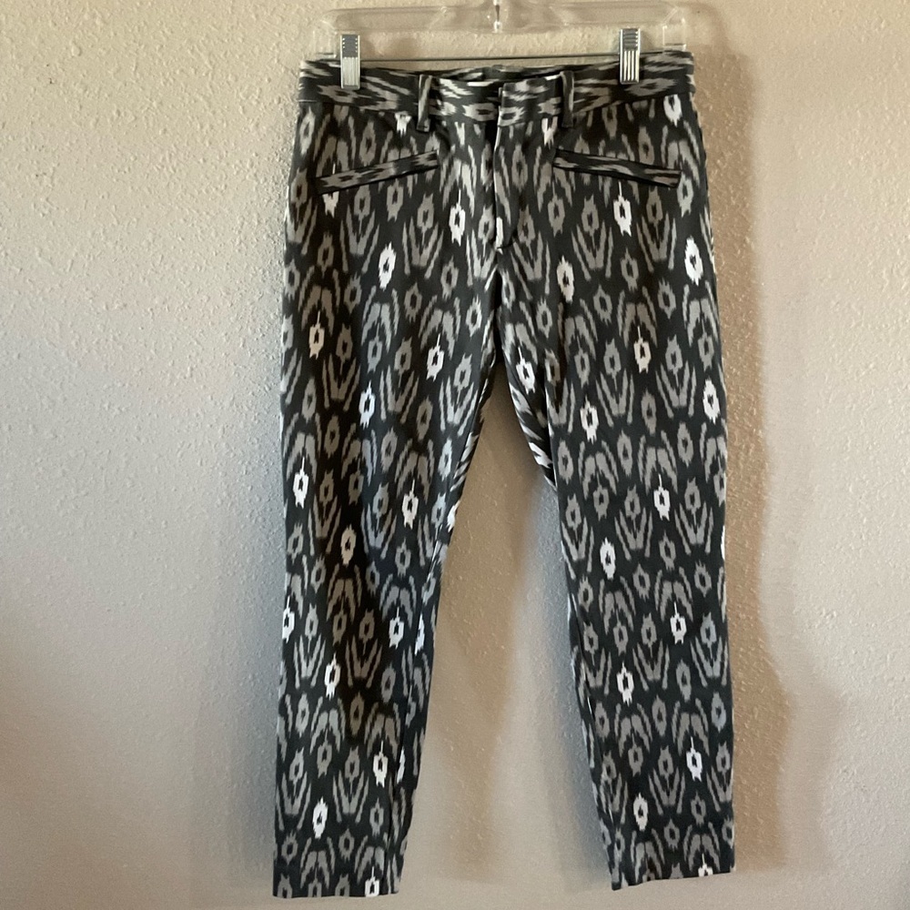Gap Diamond Argyle Print Pants Cotton Stretch Chino Gray & White Women’s Size 6R